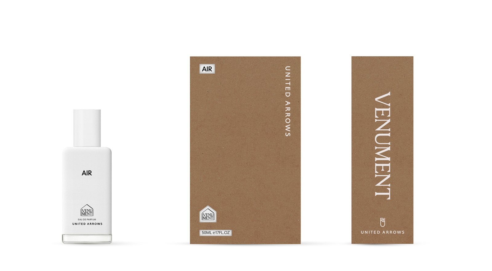 AIR for United Arrows — co-signed bottle and kraft outer packaging